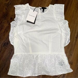 NWT Who What Wear White Cotton Eyelet Lace Top